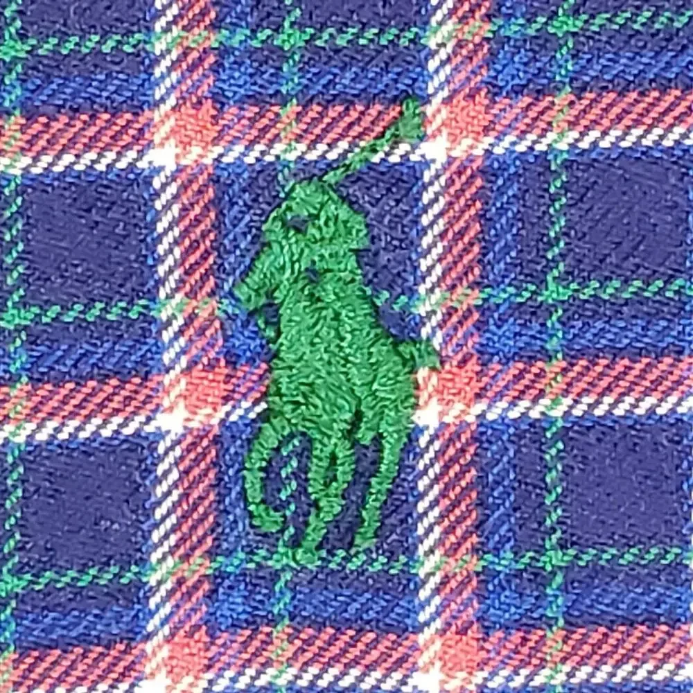 Polo Ralph Lauren Oxford Shirt Mens XXL LS Button Down Blue Plaid Spring